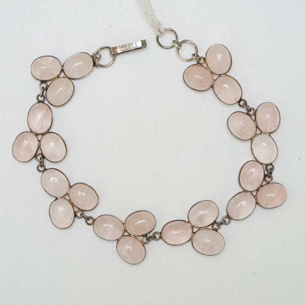 Gray Quartz and Silver Bracelet